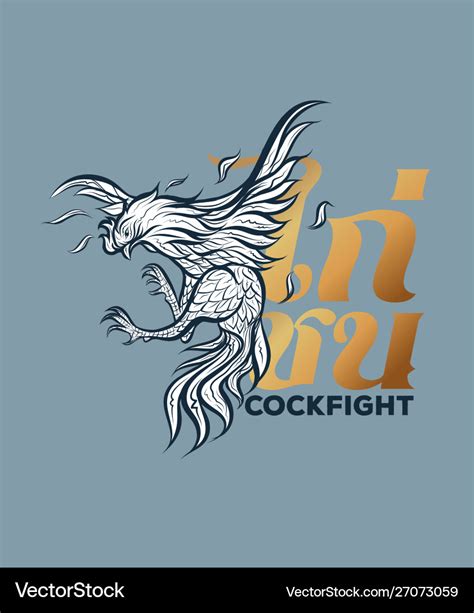 Cockfight thai rooster fight logo with text vector image .